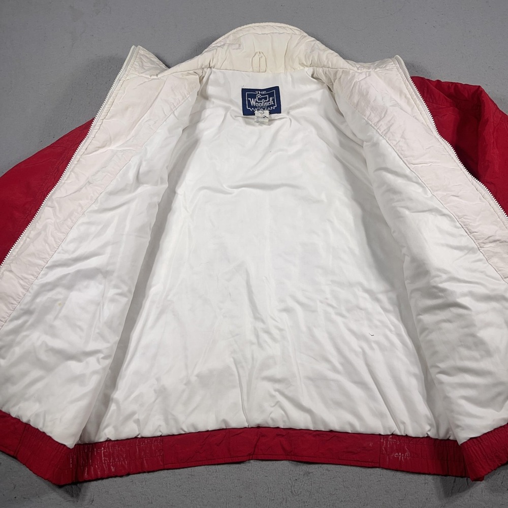 Woolrich Puffer Jacket Women XL Relaxed Red White Insulated Made USA 90s - Picture 10 of 13